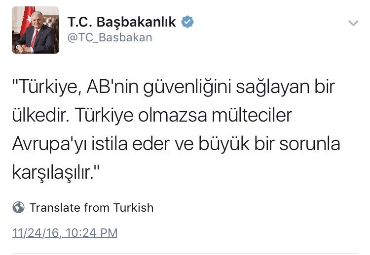 koraycaliskan's tweet photo. Başbakanlık nezninde AB'yi tehdid ediyoruz. Hem de Suriyeli kardeşlerimizin acılarıyla... Türkiye bu düzeyi haketmiyor. https://t.co/B1MC4e60P8