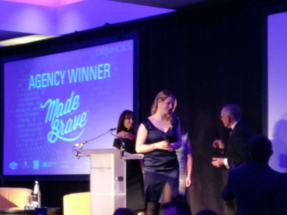 Glasgow_Chamber's tweet photo. Huge congrats to our friends @MadeBrave on becoming Agency Employee Brand of the Year @MarketingSocSco #standydinner https://t.co/OW0hG5oLqR