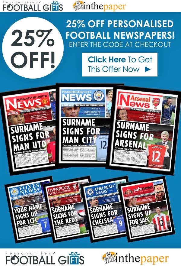 Premier League gifts - 25% OFF! #blackfriday #blackfridaydeals PersonalisedFootballGifts.co.uk
