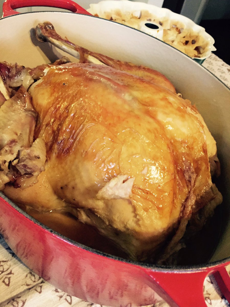 Turkey in <a href="/lecreuset/">Le Creuset</a> and watching <a href="/chefsouth/">Somewhere South (from A Chef's Life)</a> on @UNCTV