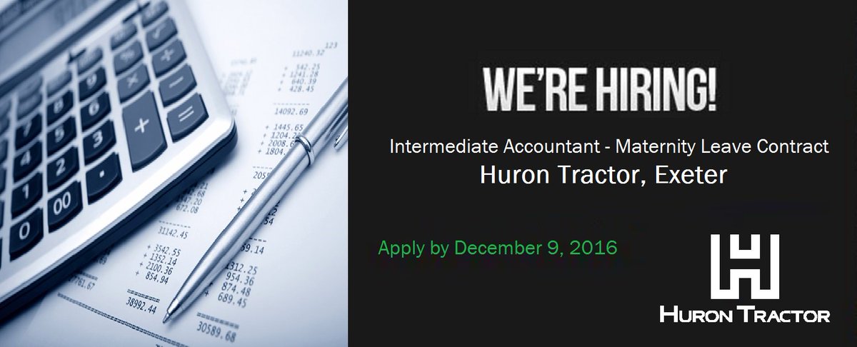 WE'RE HIRING! Intermediate Accountant, Maternity Leave Contract for our Exeter store. Application details: hurontractor.com/files/media/ht…