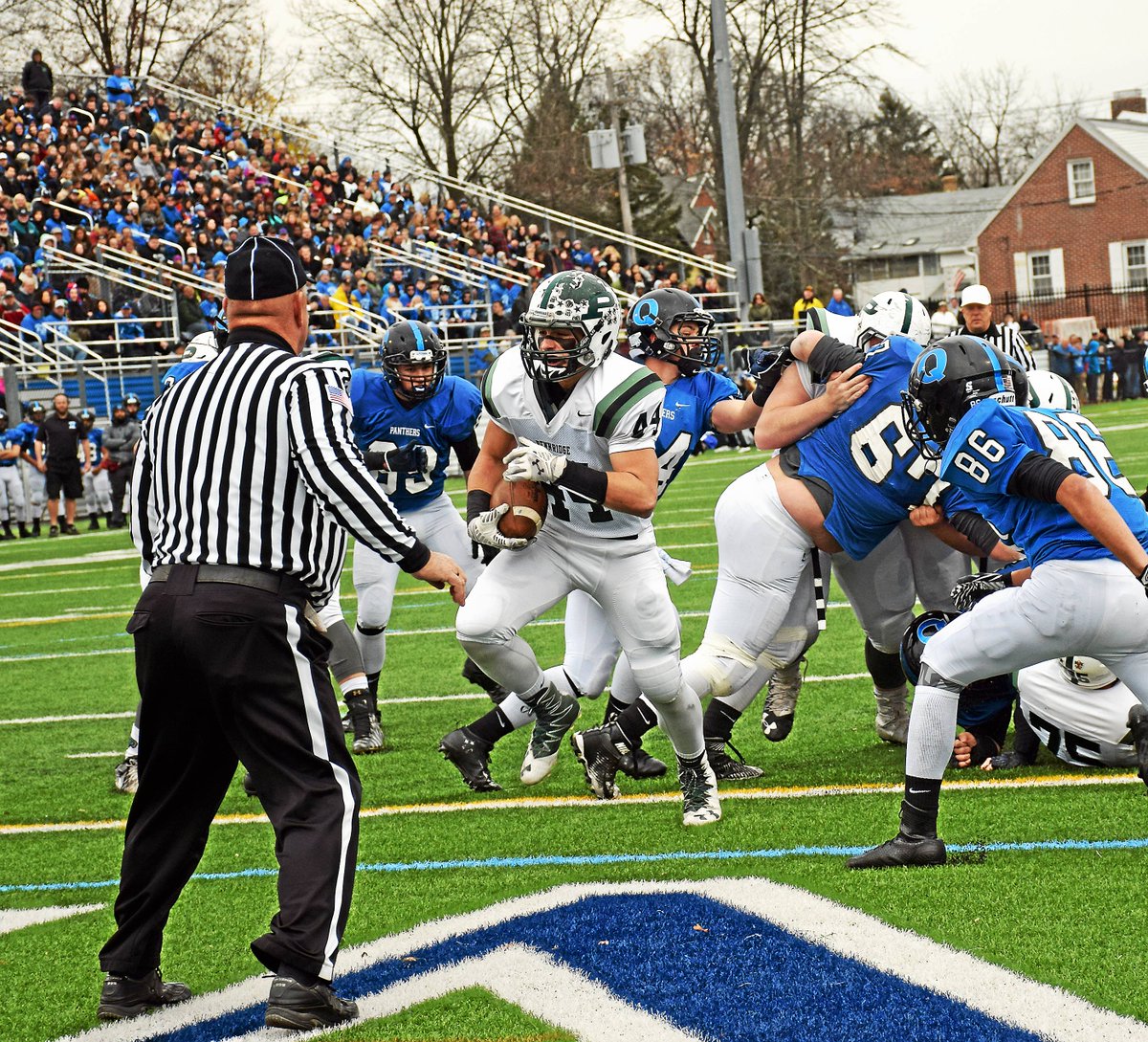 MontMediaSports's tweet photo. #FOOTBALL: @pennridgefb feasts on rival @QCHSAthletics 55-27 on Thanksgiving. (By @khunter10) https://t.co/XuB2WyboLO https://t.co/bpJit2NzQ0