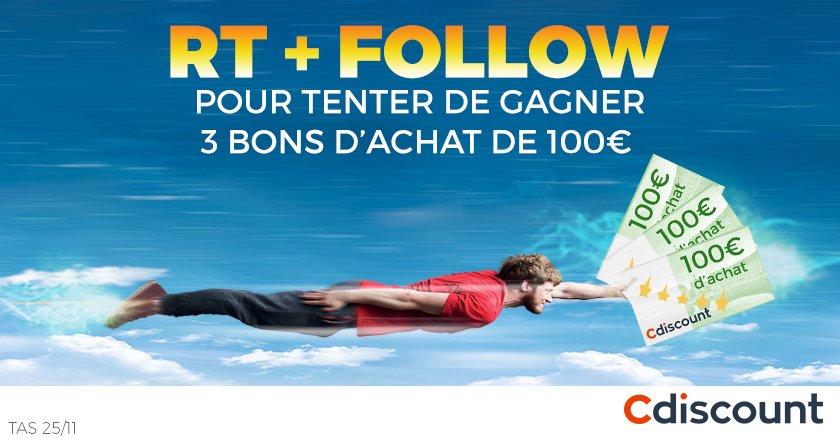Cdiscount's tweet image. 🎁 RT + Follow pour tenter de gagner 3 bons d'achat de 100€ à utiliser pour le #BlackFriday !
➔ bit.ly/2gkvfT1