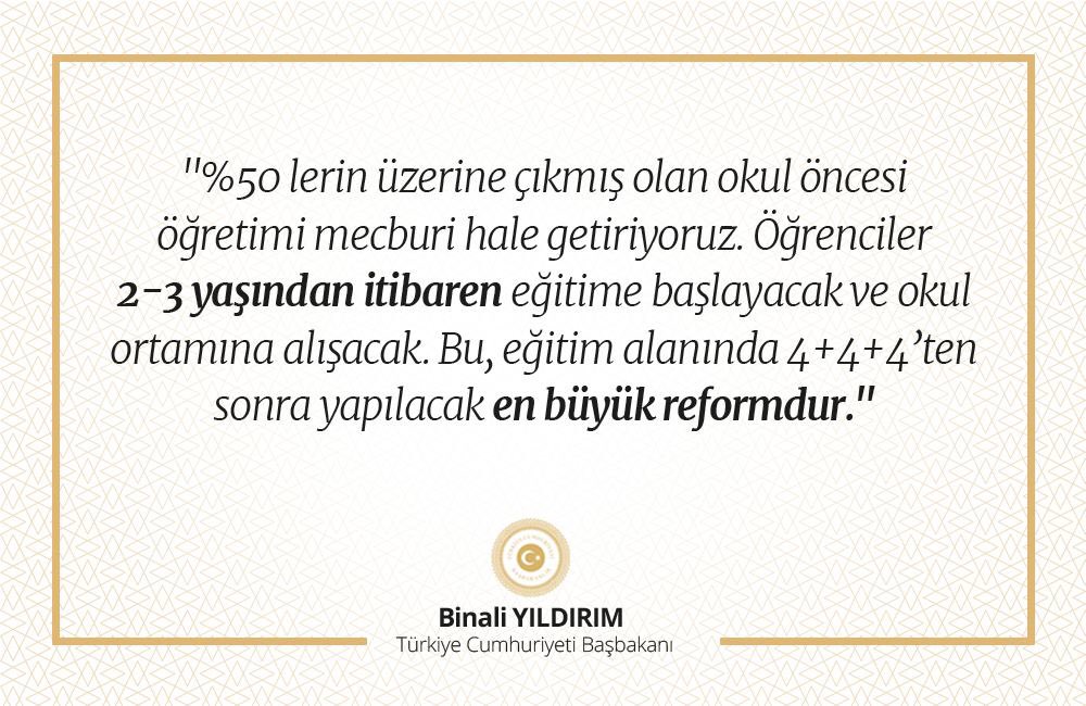 BY's tweet photo. "Okul öncesi eğitimi zorunlu hale getiriyoruz." https://t.co/XfzLa7T7yY