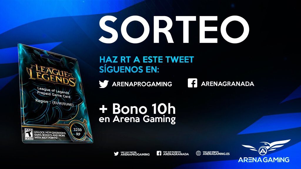 ArenaProGaming's tweet photo. [#SORTEO]
Sorteamos 3250 RP + Bono 10H 

Tan sencillo como entrar en este enlace y seguir los pasos:

https://t.co/ZpJTiDiJ18 https://t.co/zIo9iojKTu