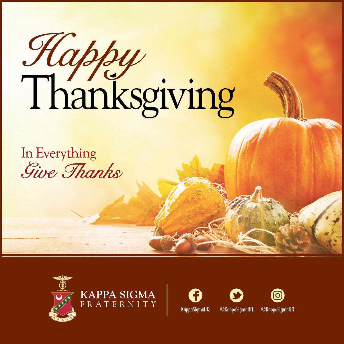 KappaSigmaPWGM's tweet photo. Happy Thanksgiving! I am thankful for those who have gone before me to help make ΚΣ what it is today. Without them, ΚΣ wouldn't be #1. https://t.co/Cx1aMdxSk1