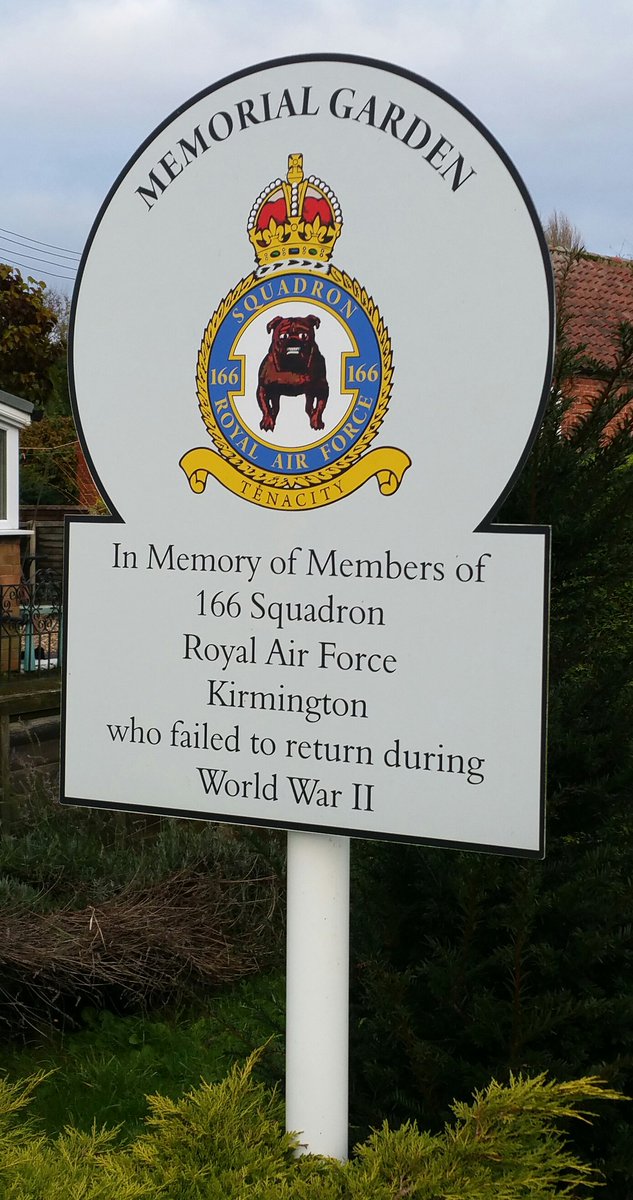 Thememorialmob's tweet photo. Memorial Garden to #166Squadron #RAF in the village of #Kirmington, North Lincolnshire. #Lestweforget https://t.co/N53PsC9DTo