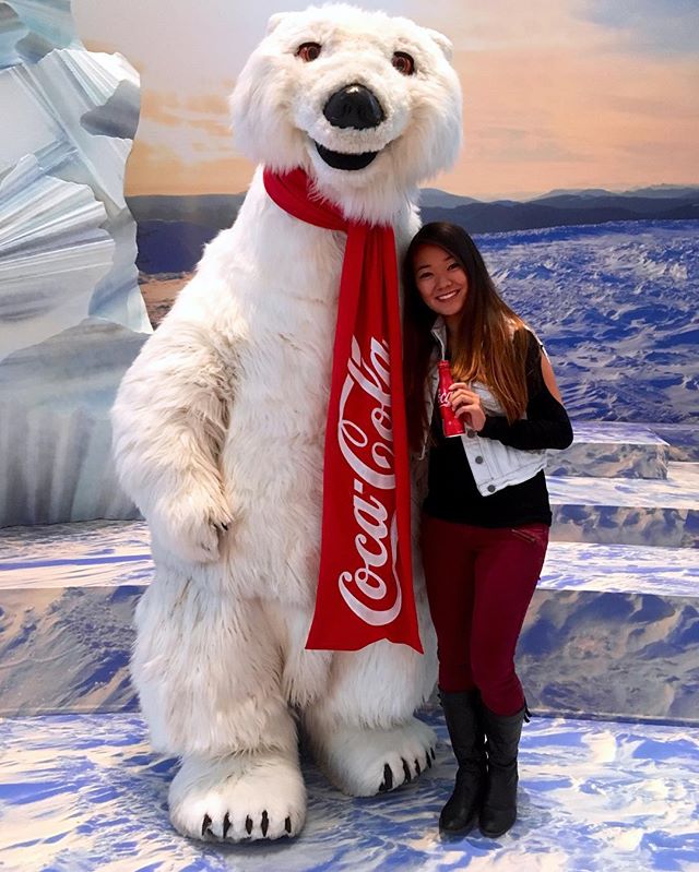 WorldofCocaCola's tweet photo. This #holiday, share a warm and friendly hug with the Coca-Cola Polar Bear at #WorldofCocaCola. #FanPhoto: monicaseito via Instagram https://t.co/Vhq16IgutX