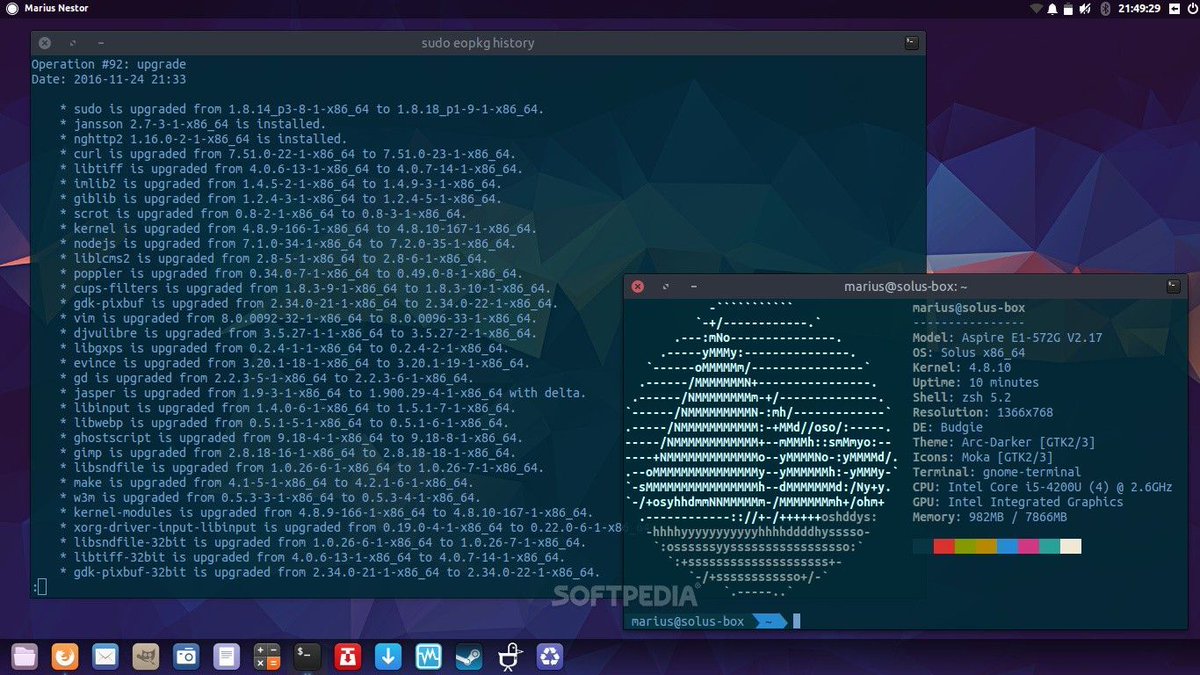 Softpedia's tweet photo. #Solus Is Now Powered by #Linux #Kernel 4.8.10, #Vivaldi 1.5 and #QOwnNotes Are Available as Well https://t.co/O1CHBrifzv via @MariusNestor https://t.co/6sUf7LJE7P
