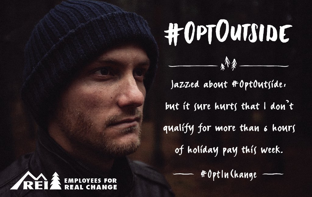 reigreenvests's tweet photo. Six hours #rei...shameful! Your dedicated employees deserve to be treated like the myth #OptOutside created. #BlackFriday, #OptInChange https://t.co/GcZR9093FL