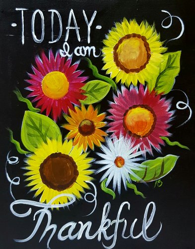 #HappyThanksgiving from all of your #PaintNite artists.
[Painting: Sunflower Inspiration]