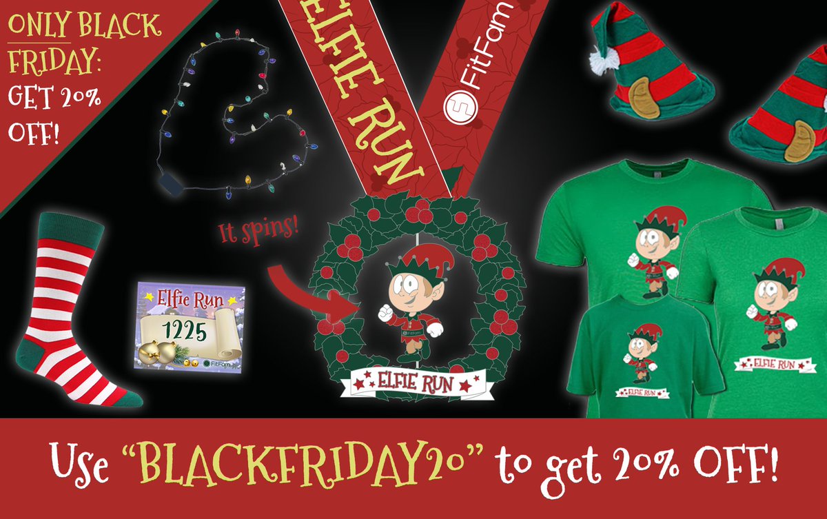 FitFam_com's tweet photo. HAPPY THANKSGIVING TO YOU AND YOURS! 🍗🍴❤️

And (Early) #BlackFriday too! 🎉 Get an instant 20% OFF the #ElfieRun: https://t.co/uxXXCbjI5Y https://t.co/6YdtqN2wLY