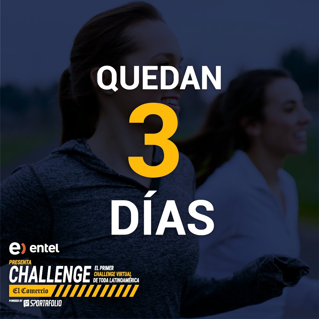 Sportafoliocom's tweet photo. #ChallengeElComercio ¡Solo quedan 3 días! Sigue sumando kilómetros y no te quedes sin ganar alguno de los premios. 🙌🎁 https://t.co/xmZpO1tgdU