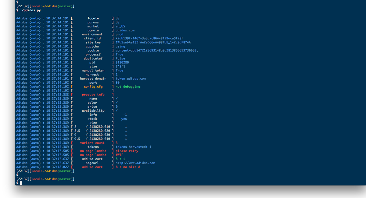 Adapting open source bots for adidas releases, work in progress