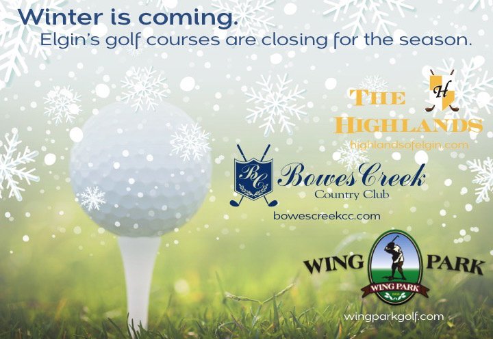 GolfElgin's tweet photo. The @elginhighlands is closed for the season. @Bowes_Creek_CC and Wing Park to close December 5. More info: https://t.co/9uLe9ZRHJ2 https://t.co/DHOqNNBSeN