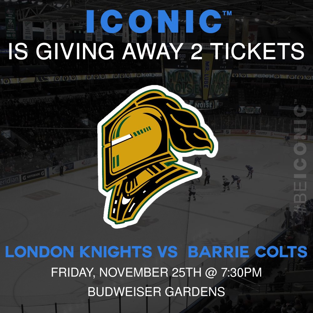 HEY #LDNONT! We are giving away tickets to tomorrow night's #LondonKnights game. Head over to our Facebook page:

facebook.com/iconiccnc