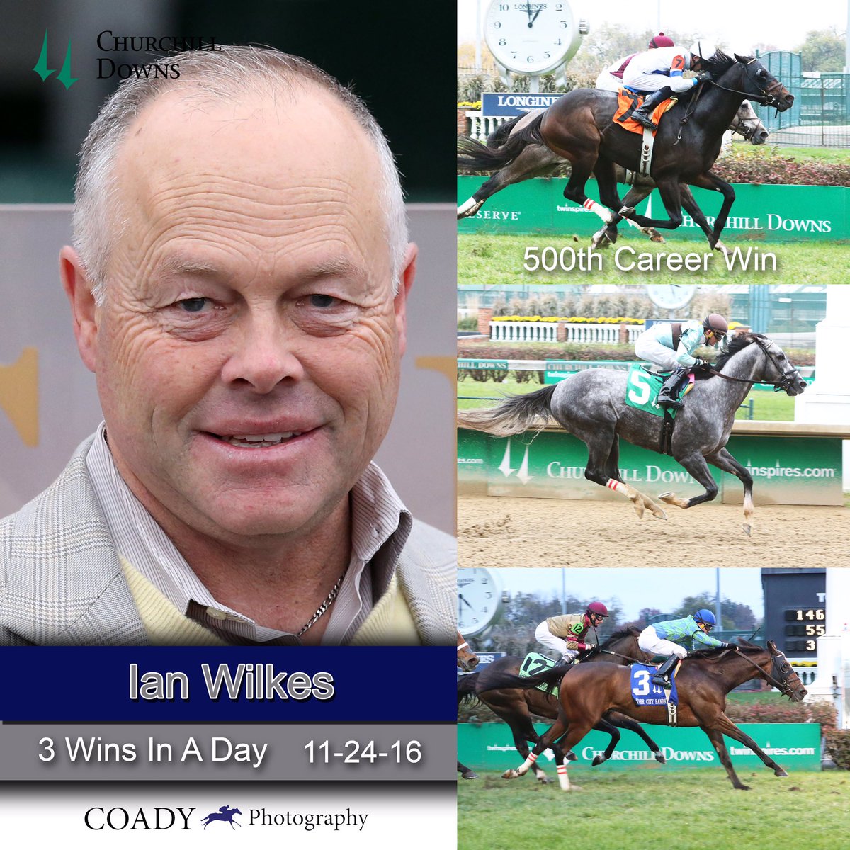 ChurchillDowns's tweet photo. Congrats to trainer Ian Wilkes and jockey @JulienLeparoux! Each had three wins today at #ChurchillDowns.  

@CoadyPhoto https://t.co/z5JojiNKsM