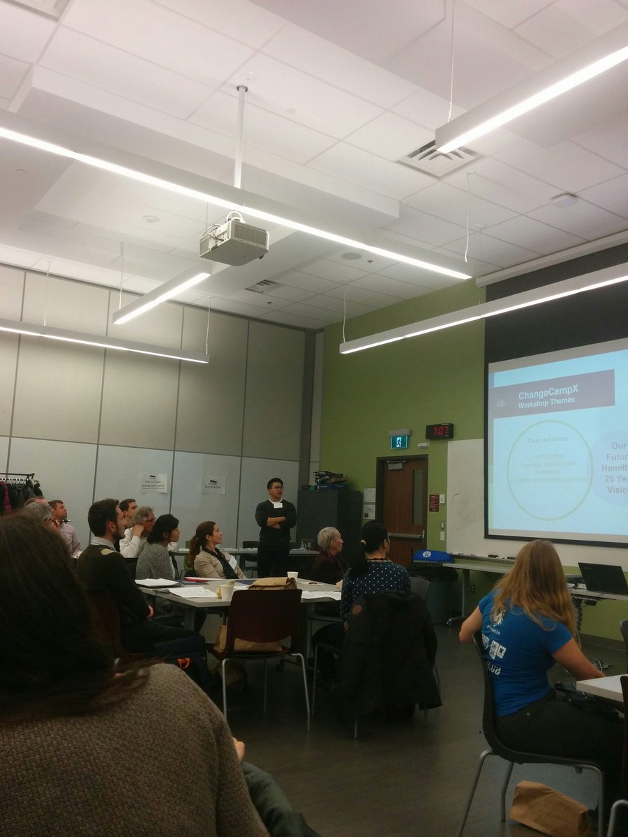 SustainableMoCo's tweet photo. We're @ChangeCampHamOn tonight talking about local food as a part of a cleaner &amp; greener #hamont! https://t.co/mYD4JHipHf