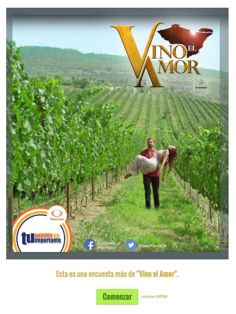 Está por iniciar #VinoElAmor, aprovecha estos minutos para compartir tu opinión de tu telenovela favorita>> bit.ly/2fomBoR RT