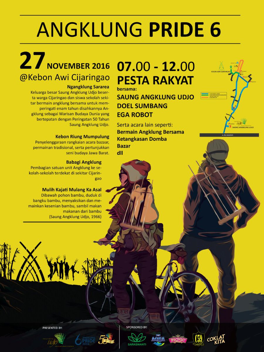 angklungudjo's tweet photo. Angklung Pride 6 Pesta Rakyat, @sehatAQUA @DodolPicnic @C59Tshirt @coklatdjarum PT.Saraswanti https://t.co/BtLwFoPICE