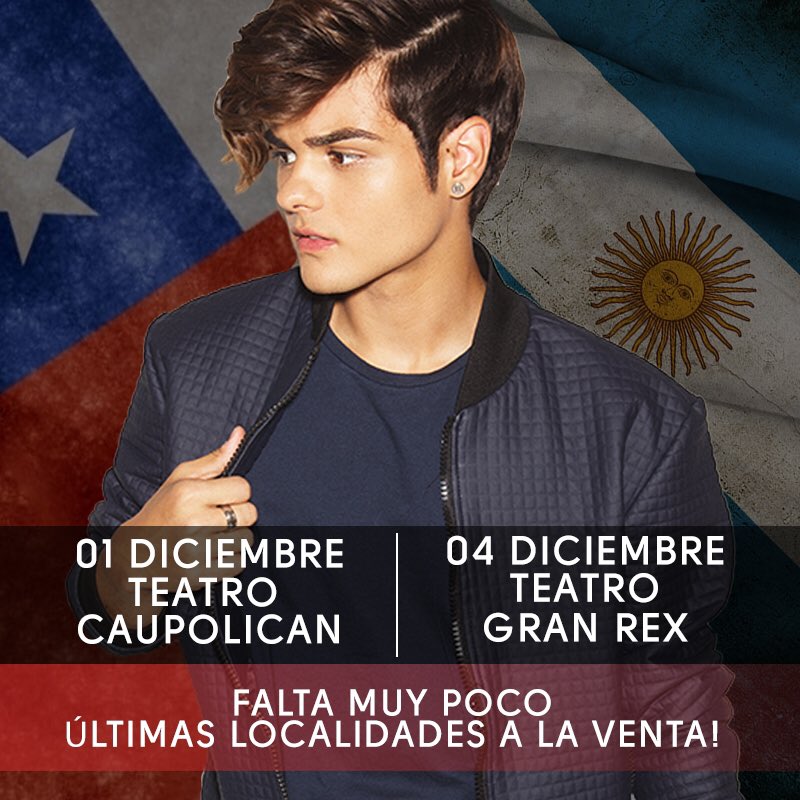 AbrahamMateo's tweet photo. ARGENTINA🇦🇷🇦🇷🇦🇷
CHILE🇨🇱🇨🇱🇨🇱 
Falta tan poquito para estar con ustedes!! Vamos a vivirlo al máximo! Os espero!😍
#AreYouReadyTOUR @LauriaProd https://t.co/BxLcBe9LT3
