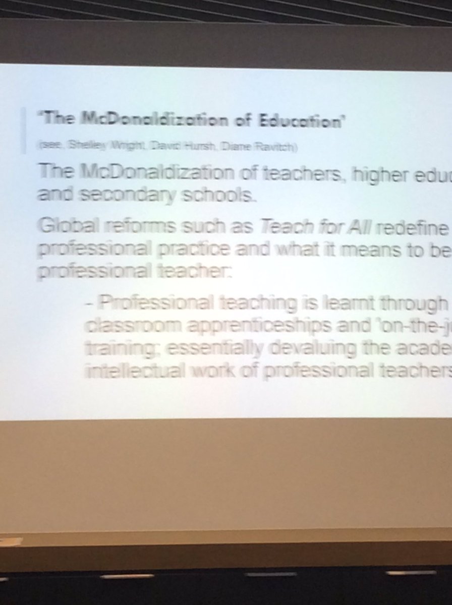 deak2016LL's tweet photo. @DeakinREDI #dhed16 The Mcdonaldization of teachers #higher education slipping in to the fast food world - Emma Rowe https://t.co/LCYECqZrjy
