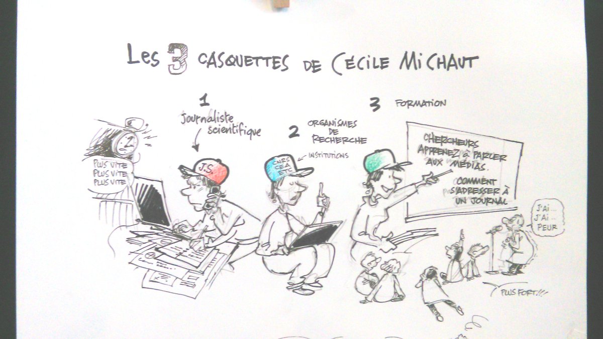 CecileMichaut's tweet photo. Merci à Jacques Goldstyn, dessinateur @SciencePresse pour ce très chouette dessin pdt la table ronde journalisme/com/vulgarisation
#IMGS4 https://t.co/WXwvahwZox