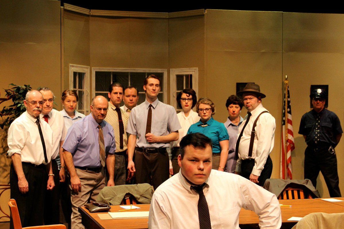 HorizonPlayers's tweet photo. This snazzy jury will deliberate again Friday and Saturday! Come see #twelveangrymen at @horizonstage this weekend! Tix at the door! #play https://t.co/ON7g5MsRDB