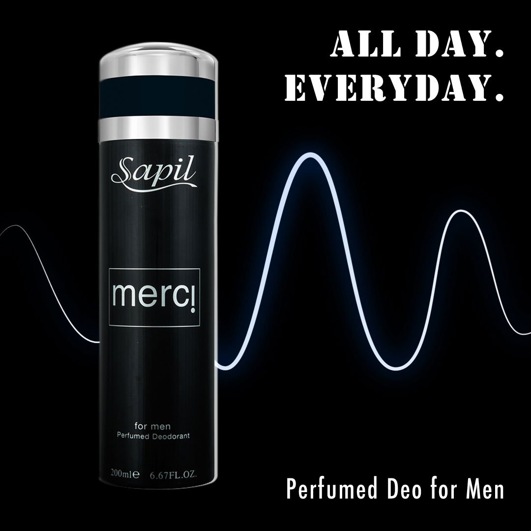 SapilPerfumes's tweet photo. Merci by #Sapil is a perfumed #deo for #men who take their personal hygiene seriously. Smell fresh & fragrant, all day everyday #ilovesapil https://t.co/A5nLCXpyGb