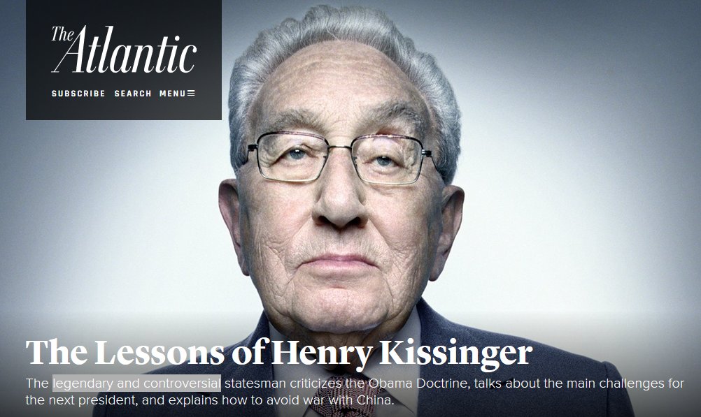 johnsonjakep's tweet photo. The Atlantic describes Henry Kissinger as "legendary and controversial." For everyone worried about "normalization," well, there it is. https://t.co/YVDO3nAbk5