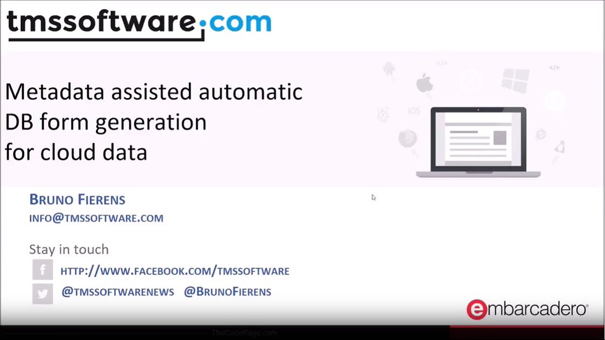 EmbarcaderoTech's tweet image. Learn how to automatically generate forms with metadata from a database in this #CodeRageXI replay from TMS Software:embt.co/2glNY0j