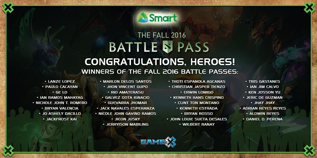 GameXph's tweet photo. Gamers! Here are the lucky winners. Are you on the list? Congratulations! https://t.co/aQBMLx16pY
