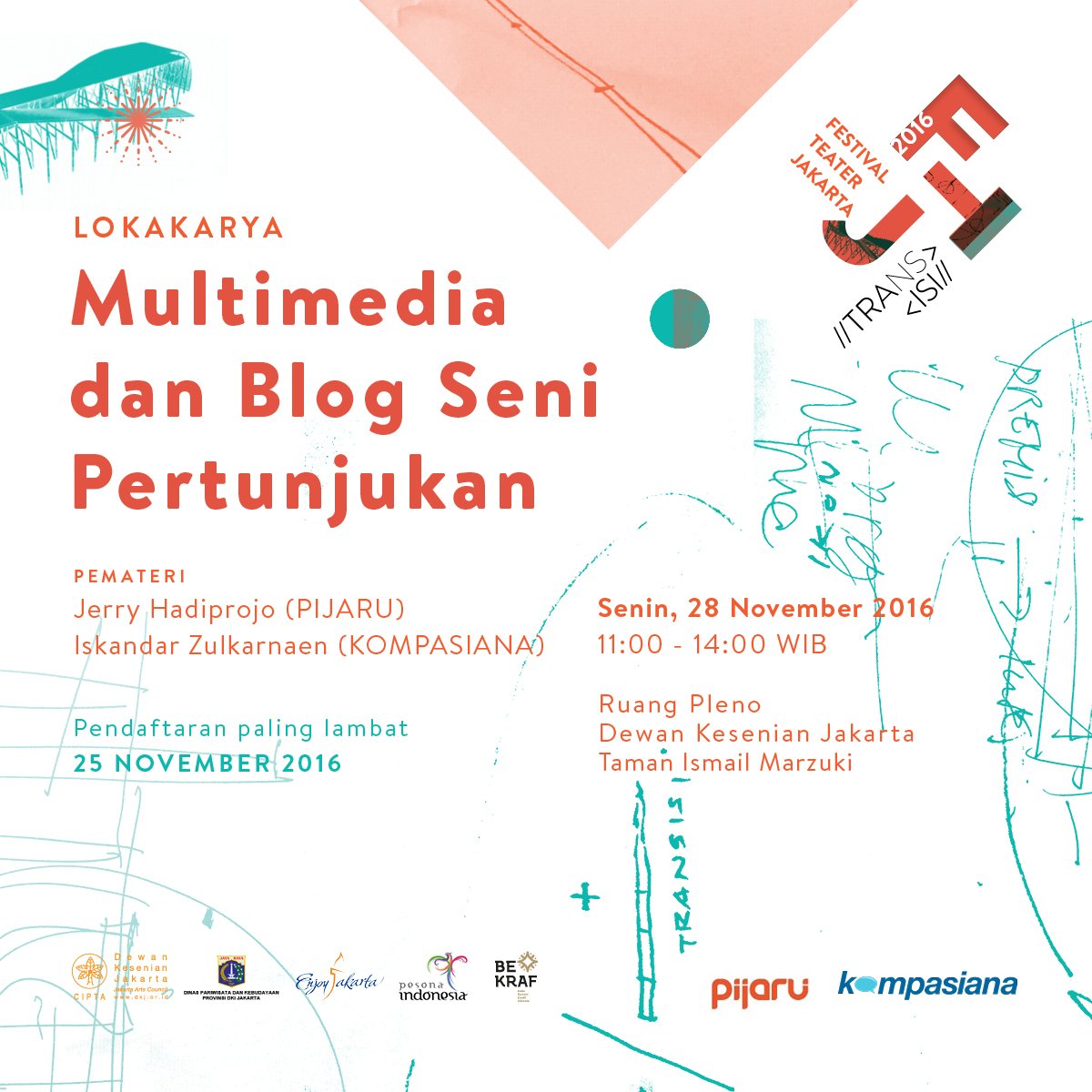 hypekompascom's tweet photo. Ada lokakarya seru yg bisa kamu ikuti di #FTJ2016, Kawan! Mari daftarkan dirimu sekarang! Cek infonya di @FTJkita / https://t.co/Ozj6tb5a2p. https://t.co/N8gZx3byBA
