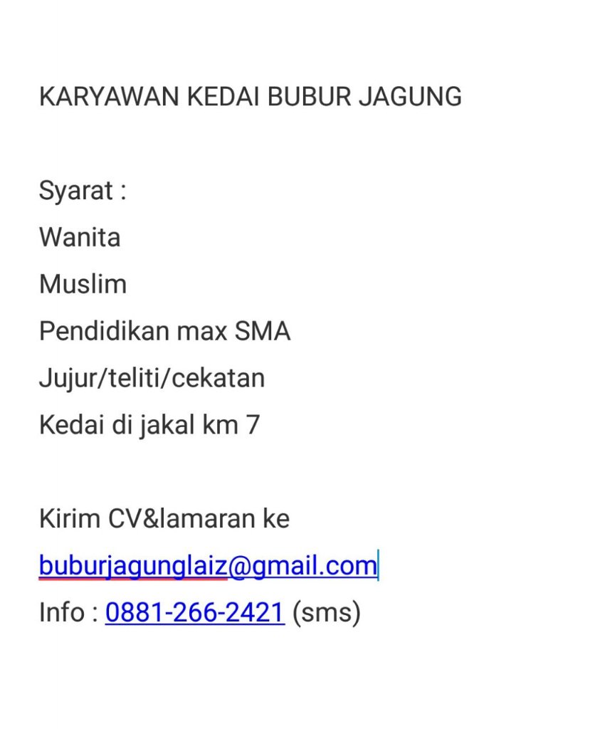 ArifOranges's tweet photo. @JogjaLowKer jaga kedai bubur | cewek | partime 6jam | SMA/sederajat| max 27th 08812662421 https://t.co/82uTunSFek