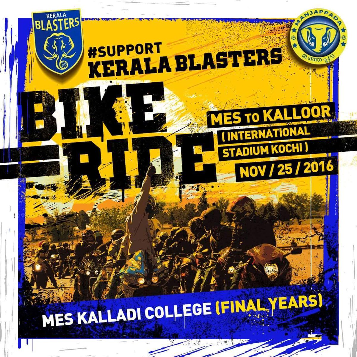 kbfc_manjappada's tweet photo. All the Best MES Kalladi College Final years for their Bike Rally to Kaloor #SupportKBFC @KeralaBlasters @IndSuperLeague #letsfootball #ker https://t.co/6VztCNn9Ku