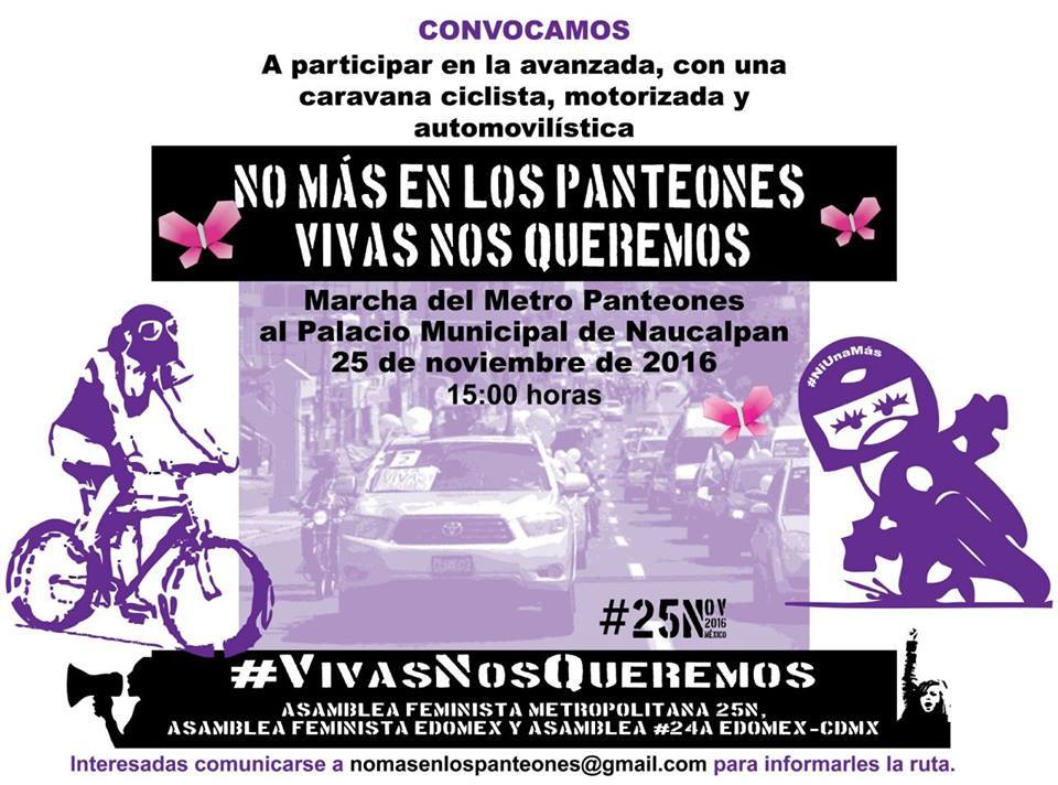 La_Tinisima's tweet photo. #25N
#Rodada y #Caravana vs la violencia Feminicida 
Marcha Metro - Panteones Naucalpan 
#NiUnaMenos #VivasLasQueremos  #NoMasEnLosPanteones https://t.co/GCPlBoqnWx