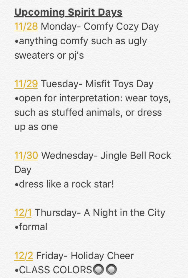 mths_2020's tweet photo. Hey Hawks! Here's the spirit days for the upcoming week https://t.co/stIkbwdMg0