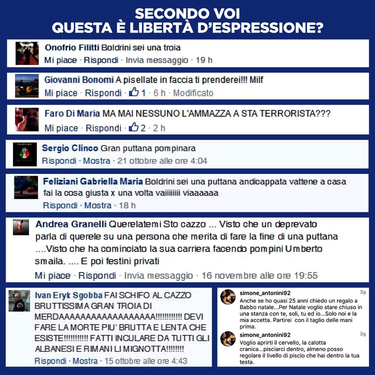 lauraboldrini's tweet photo. Secondo voi questa è libertà di espressione? https://t.co/7mpbqlwZug #noallaviolenzasulledonne https://t.co/19DalYFx3q