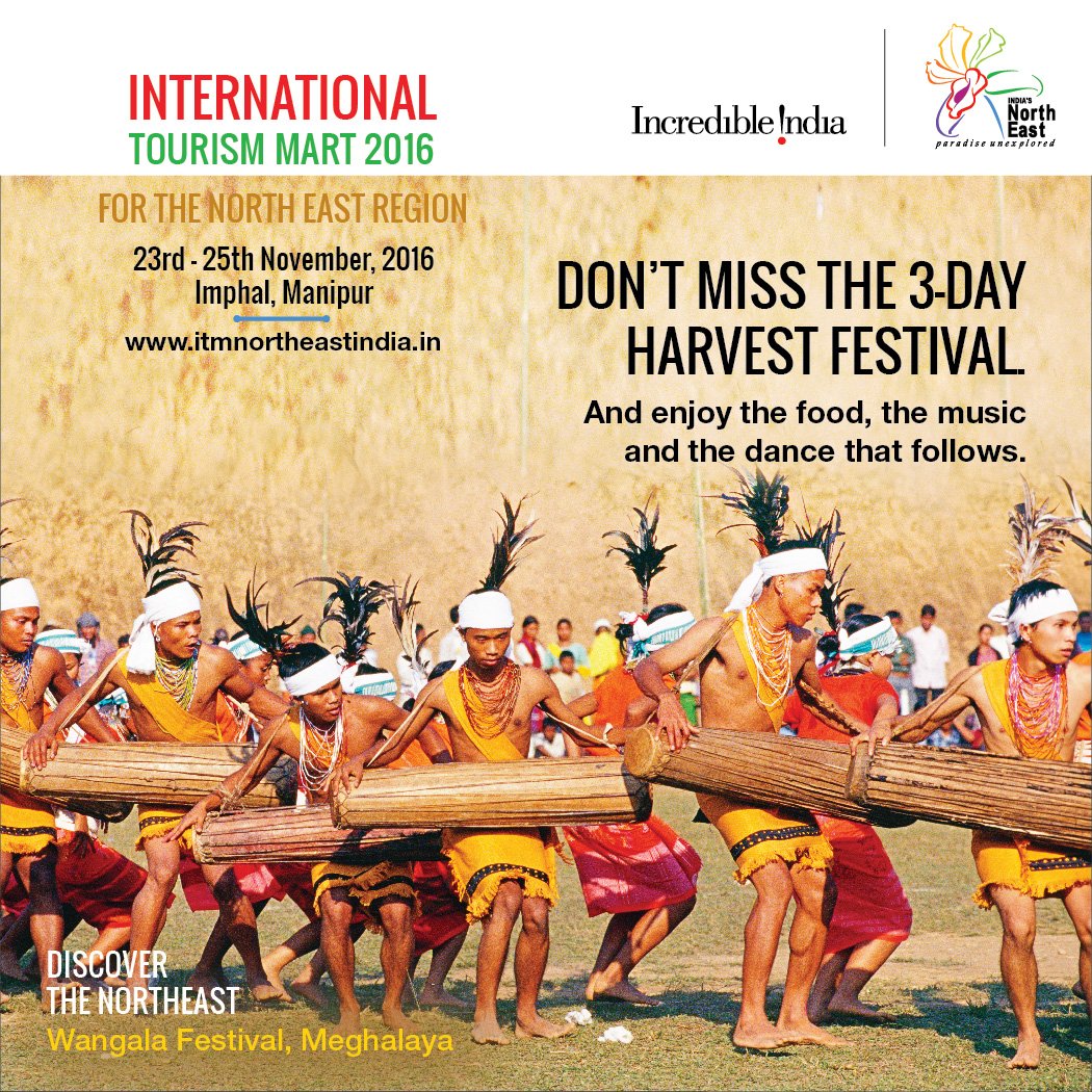 incredibleindia's tweet photo. Wangala Festival, a 3-day harvest festival is a chance to explore lip-smacking cuisine, amazing music, & dance #ParadiseUnexplored #ITM2016 https://t.co/Pboe0aZQlk
