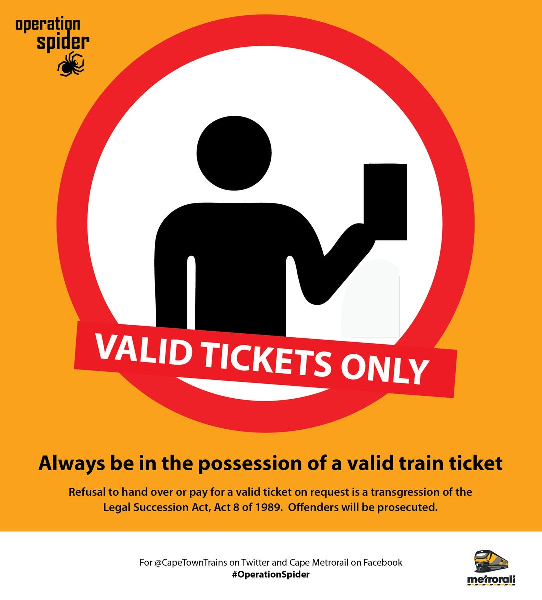 MetrorailWC's tweet image. Metrorail is clamping down on criminal behaviour this festive season. Read more on #OperationSpider