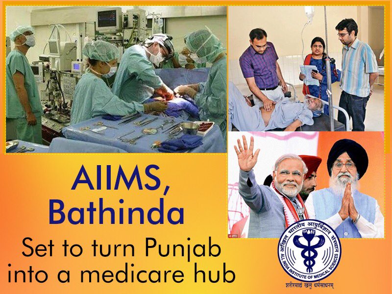 surinder3214u's tweet photo. Punjabis all set to be the medicare hub for the country all because of the hard 
work and dedication of Sukhbir Singh Badal   #AIIMSBathinda https://t.co/XzLabasDiN