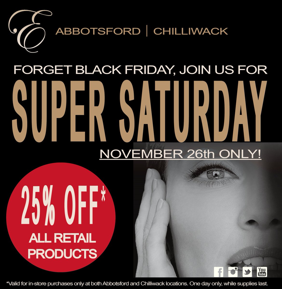 abbotsfordspa's tweet photo. A little twist on "Black Friday"#chilliwackspa #abbotsfordspa #spa #blackfriday #supersaturday #guinot #eminence #barefootvenus #gmcollin https://t.co/tnLGA0GE2n