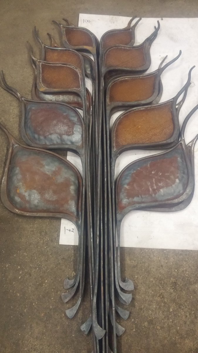 BexSimonArtist's tweet photo. More Art Nouveau stylised barley with forged ends taking shape #texture #design #transitiontwist #Simonbushell #publicart #artsmith https://t.co/qnznsZ6l73