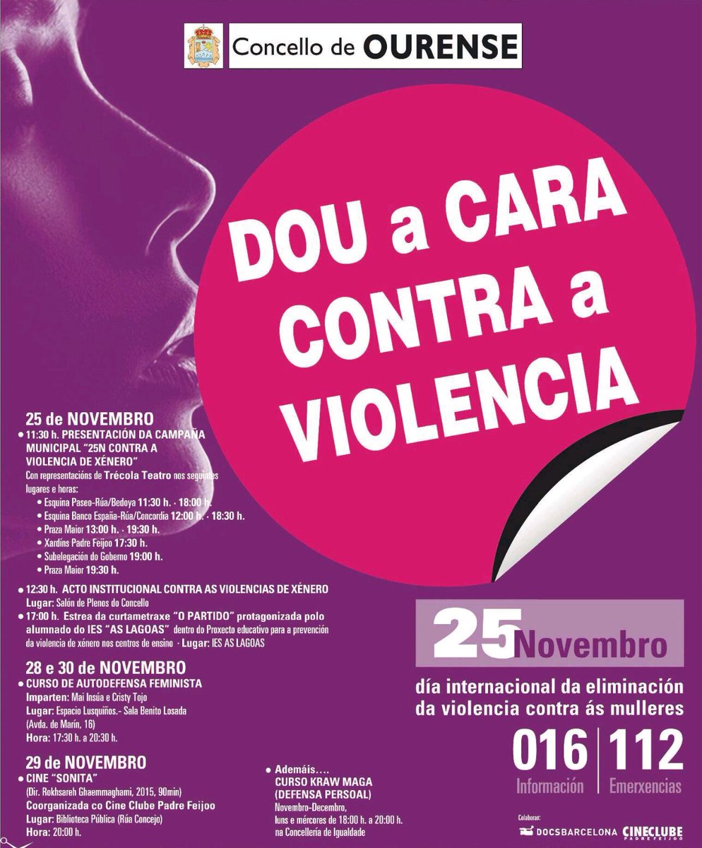 OurenseConcello's tweet photo. #25N #DíaInternacionaldaEliminacióndaViolenciacontraasMulleres #Ourense https://t.co/N63xrfq8kr