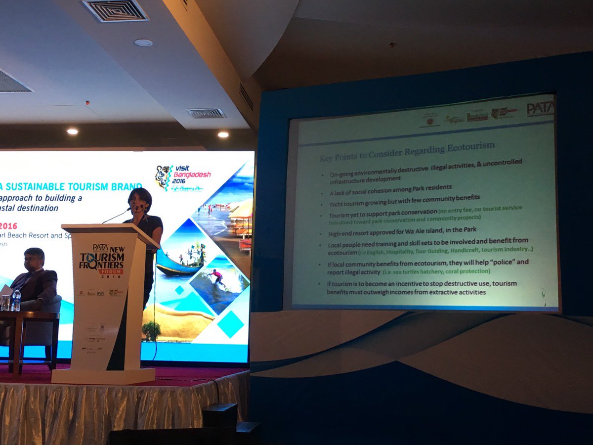 PATA_HQ's tweet photo. If tourism to stop destructive use, its benefits must outweigh incomes from extractive activities - Tania Miorin @IstitutoOikos #NTFF2016 https://t.co/YckPV6ezTW