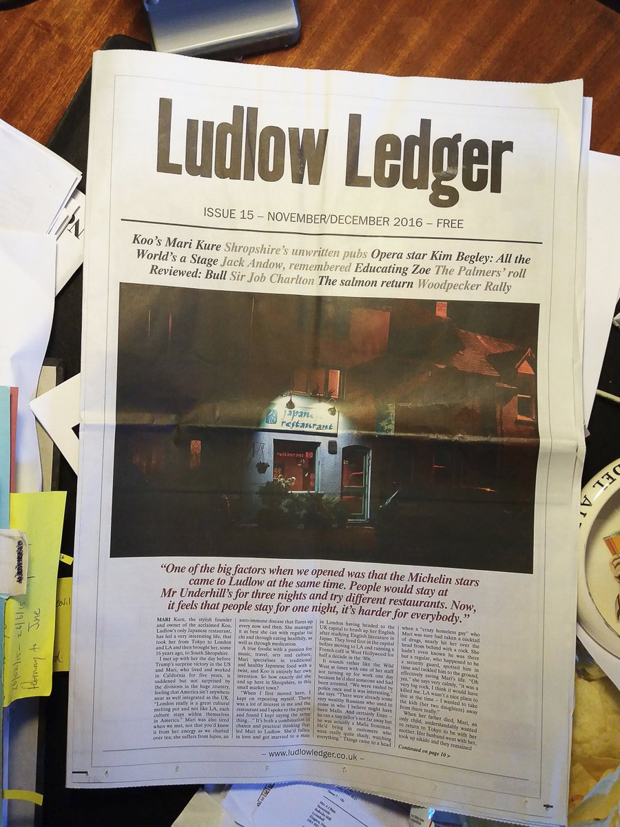 Issue 15 of Ludlow Ledger (cover: Mari of Old St's Koo) is now out in most of the 80+ stockists in and around Ludlow.