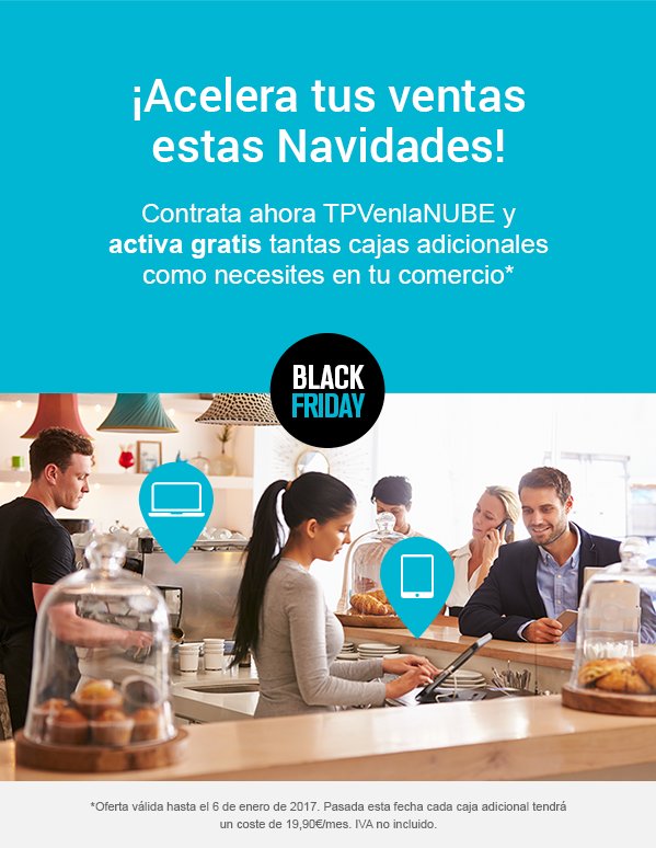 tpvenlanube's tweet photo. #BlackFriday Contrata TPVenlaNUBE y activa GRATIS tantas cajas adicionales como necesite tu comercio hasta el 06/01/2017 + Info 91 005 20 44 https://t.co/eX6SfOPcKY