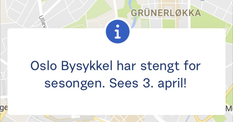 Oslo Bysykkel (@oslobysykkel) on Twitter photo @saetre_hanssen <a href="/erlemarie/">Erle Marie Sørheim</a> Absolutt! Ved midlertidig stenging kommer det beskjed om hvilke stativer det gjelder. Ved sesongslutt denne: @saetre_hanssen <a href="/erlemarie/">Erle Marie Sørheim</a> Absolutt! Ved midlertidig stenging kommer det beskjed om hvilke stativer det gjelder. Ved sesongslutt denne: