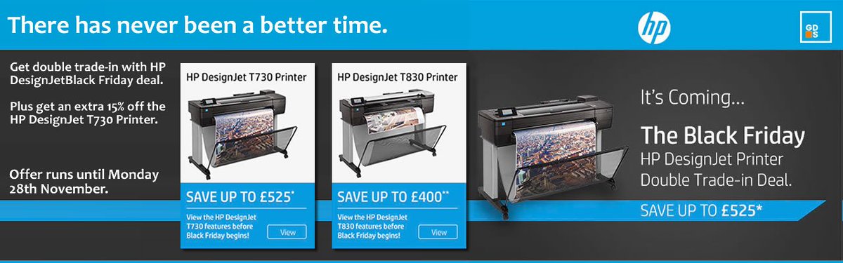graphicdesignA1's tweet photo. #blackfriday DEALS on #A0 #HP #DESIGNJET #PRINTERS @ #gds
DOUBLE TRADEIN on #T730 & #T830 with upto 15% OFF the T730
https://t.co/vVc8eKIkvh https://t.co/4jWizksW6m