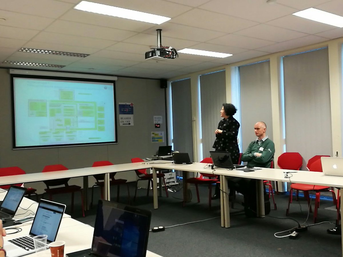 skrco's tweet image. @IoTLAB final project review in progress. Our colleagues Aleksandra and Zolt are on stage.